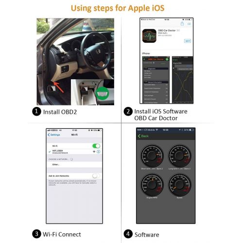  [아마존 핫딜]  [아마존핫딜]Kungfuren kungfuren OBD2 Diagnosegerat, Auto WiFi Diagnose OBD Stecker Kompatibel mit iOS, Android & Windows-Geraten verbindet Wireless fuer Autos