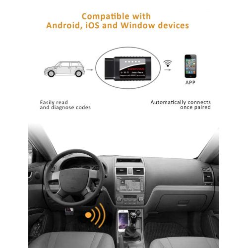  [아마존 핫딜]  [아마존핫딜]Kungfuren kungfuren OBD2 Diagnosegerat, Auto WiFi Diagnose OBD Stecker Kompatibel mit iOS, Android & Windows-Geraten verbindet Wireless fuer Autos