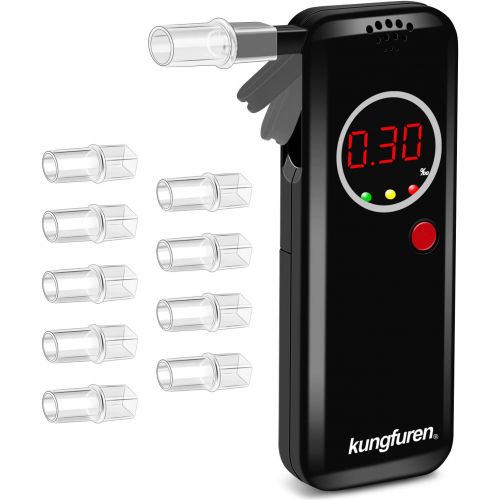  [아마존 핫딜]  [아마존핫딜]Kungfuren kungfuren Alkoholtester, Akkurater Promilletester Professioneller Atemalkoholmessgerat Halbleiter Sensorik Digitaler LCD Polizeigenau Alkohol Tester mit 6 Mundstuecke und 1 Stofftas