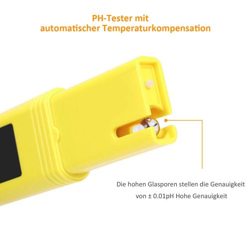  [아마존 핫딜]  [아마존핫딜]Kungfuren kungfuren PH Messgerat mit LCD Anzeige, Digital PH Wert Messgerat ATC Wasserqualitat Tester fuer Haushalt Trinkwasser Hydroponic Aquarium Wasser, ±0.01pH Hohe Genauigkeit, 0.00-14.0