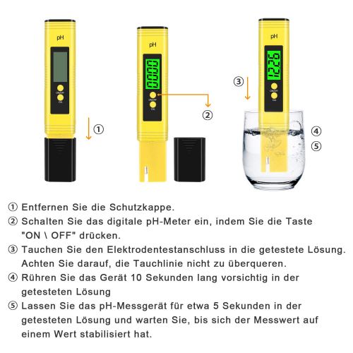  [아마존 핫딜]  [아마존핫딜]Kungfuren kungfuren PH Messgerat mit LCD Anzeige, Digital PH Wert Messgerat ATC Wasserqualitat Tester fuer Haushalt Trinkwasser Hydroponic Aquarium Wasser, ±0.01pH Hohe Genauigkeit, 0.00-14.0