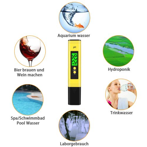  [아마존 핫딜]  [아마존핫딜]Kungfuren kungfuren PH Messgerat mit LCD Anzeige, Digital PH Wert Messgerat ATC Wasserqualitat Tester fuer Haushalt Trinkwasser Hydroponic Aquarium Wasser, ±0.01pH Hohe Genauigkeit, 0.00-14.0