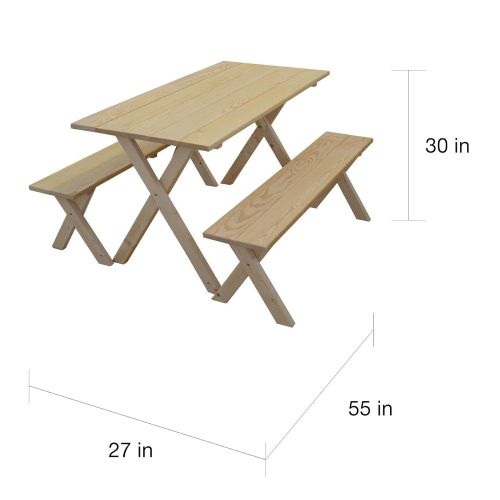  Kunkle Holdings LLC 5-Foot Pine Classic Picnic Table Set