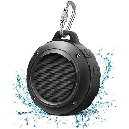  [아마존베스트]Outdoor Waterproof Bluetooth Speaker,Kunodi Wireless Portable Mini Shower Travel Speaker with Subwoofer, Enhanced Bass, Built in Mic for Sports, Pool, Beach, Hiking, Camping (Black