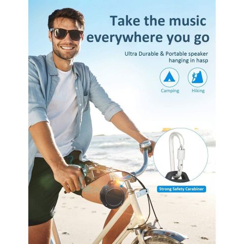  [아마존베스트]Outdoor Waterproof Bluetooth Speaker,Kunodi Wireless Portable Mini Shower Travel Speaker with Subwoofer, Enhanced Bass, Built in Mic for Sports, Pool, Beach, Hiking, Camping (Black