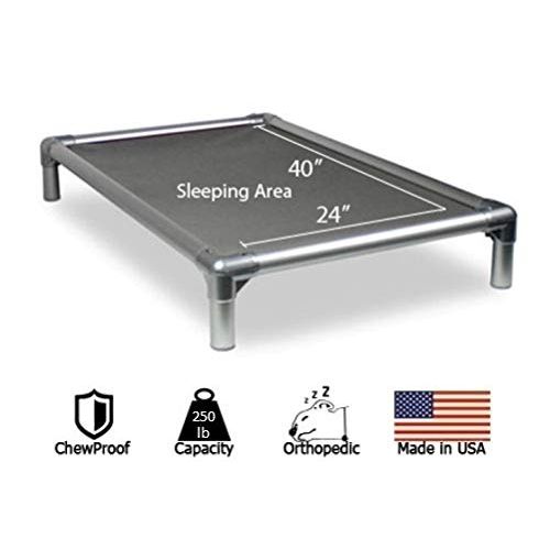  Kuranda Dog Bed - Chewproof - All Aluminum (Silver) - Indoor/Outdoor - Cordura Fabric