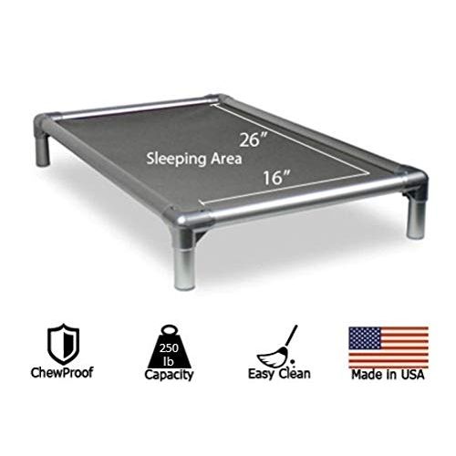  Kuranda Dog Bed - Chewproof - All Aluminum (Silver) - Indoor/Outdoor - Ballistic Fabric