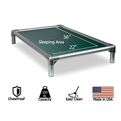 Kuranda Dog Bed - Chewproof - All Aluminum (Silver) - Indoor/Outdoor - Ballistic Fabric