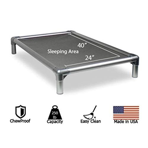 Kuranda Dog Bed - Chewproof - All Aluminum (Silver) - Ultra Duty Outdoor Bed - 40 oz. Solid Vinyl