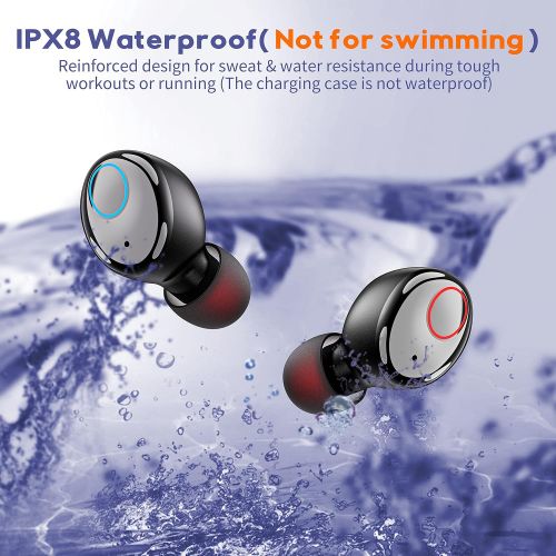  Bluetooth 5.2 Wireless Earbuds,Kurdene S8 Deep Bass Sound 38H Playtime IPX8 Waterproof Earphones Call Clear with Microphone in-Ear Stereo Headphones Comfortable for iPhone, Android