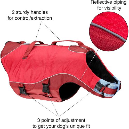  Kurgo Dog Water Life Jacket | Inflatable Safety Jacket for Dogs | Lifejacket Doggy Floats | For Kayak, Pool, or Lake | Reflective | Adjustable | Surf n’ Turf Life Jacket | For Smal
