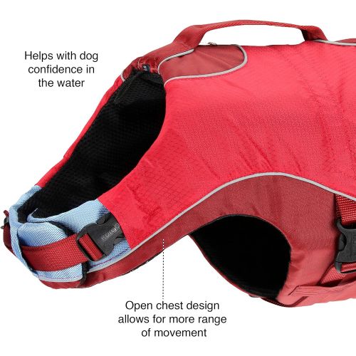  Kurgo Dog Water Life Jacket | Inflatable Safety Jacket for Dogs | Lifejacket Doggy Floats | For Kayak, Pool, or Lake | Reflective | Adjustable | Surf n’ Turf Life Jacket | For Smal