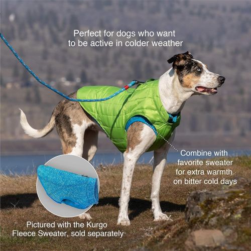  Kurgo Dog Jacket | Reversible Winter Jacket for Dogs | Pet Coat for Hiking | Water Resistant | Reflective | Lightweight | Wear with Harness | Athletic | Loft Jacket | For Small, Me