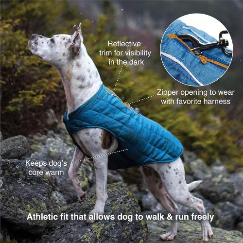  Kurgo Dog Jacket | Reversible Winter Jacket for Dogs | Pet Coat for Hiking | Water Resistant | Reflective | Lightweight | Wear with Harness | Athletic | Loft Jacket | For Small, Me