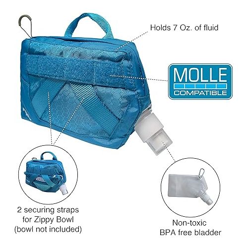  Kurgo Dog Hydration Flask, Detachable Molle Compatiable Water Pouch, Attachable Pouch for Dog Molle Harness, Service Dog Harness Attachment, RSG (Coastal Blue)