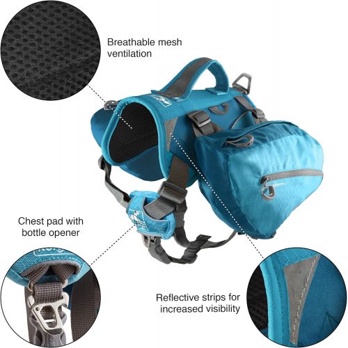  [아마존베스트]Kurgo Dog Saddlebag Backpack | Back Pack Dog Harness | Hiking Pack for Dogs | Packs for Pets to Wear | Camping & Travel Vest Harness | Reflective | Lightweight | Baxter Pack | For