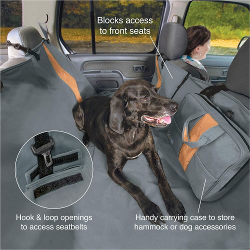  Kurgo Dog Hammock Car Seat Cover for Pets | Pet Seat Cover | Car Hammocks for Dogs | Water-Resistant | Wander | Heather | Journey | Half | Coast to Coast | Cars, Trucks, SUVs | Bla