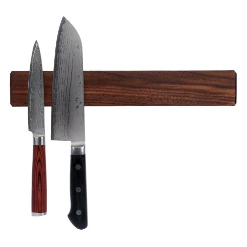  Kurouto Kitchenware Walnut Magnetic Knife Holder with Multi Purpose Functionality as Knife Magnet, Knife Strip, Magnetic Organizer- Securely Holds Your Knives & Keeps Your Kitchen Organized- Made in U