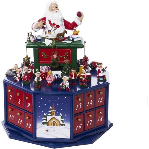 커트애들러 Kurt Adler 12-Inch Santa Workshop Wind-Up Musical Advent Calendar