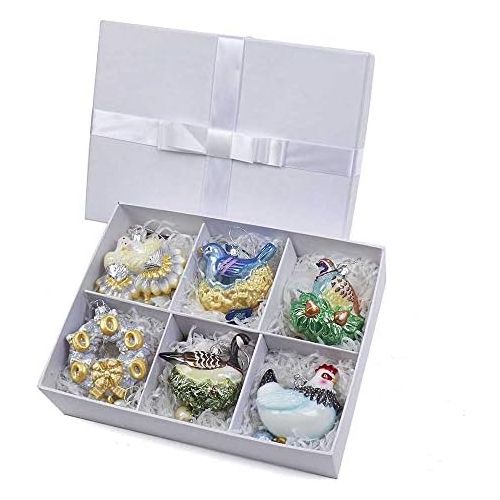 커트애들러 Kurt Adler Kurt S. Adler 3.5 - 7.5 Noble Gems 1st Six Days of Christmas Glass Ornament Set (Set of 6), 6 Piece