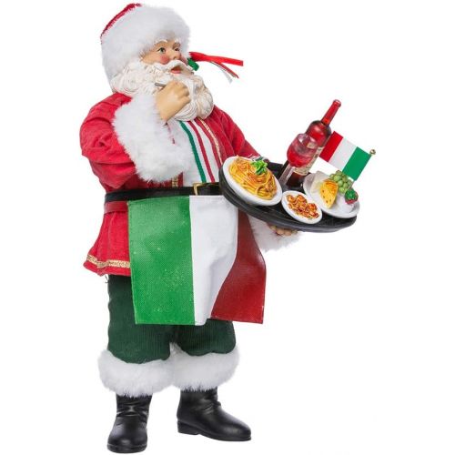 커트애들러 Kurt Adler Musical Fabriche Italian Santa Figurine, 10.5-Inch