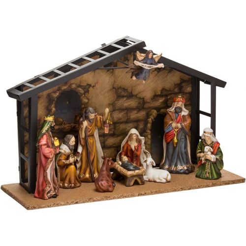 커트애들러 Kurt Adler Porcelain 10-Piece Nativity Set, 3.5-Inch to 5-Inch