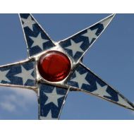 KurtKnudsen Jefferson- Stained glass star, lacquered star, red white and blue star, 8 inch patriotic star