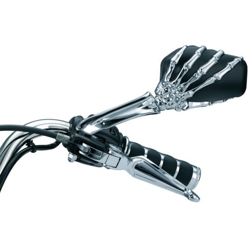  Kuryakyn 1764 Skeleton Hand Mirror with Chrome Head and Black Stem