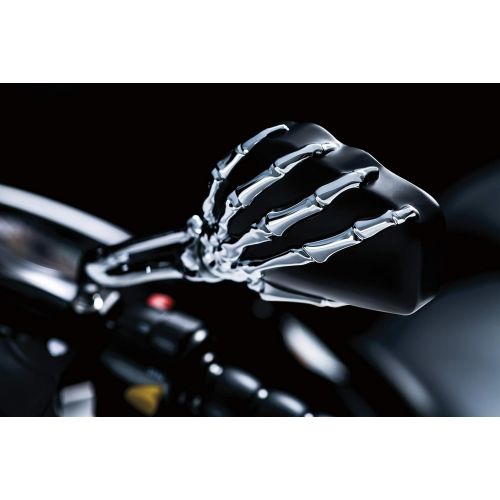  Kuryakyn 1764 Skeleton Hand Mirror with Chrome Head and Black Stem