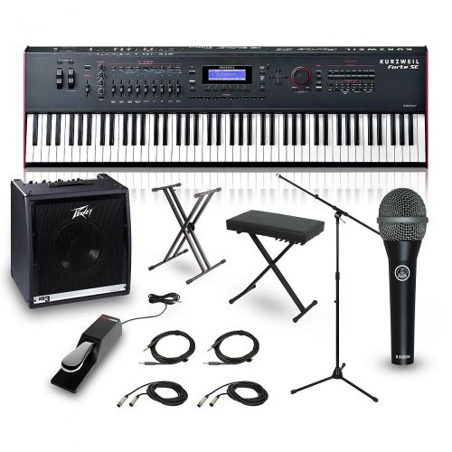  Kurzweil},description:This outstanding performance package for keyboard features Kurzweil’s highly advanced SPS-4 88 Stage Piano. It additionally features a stand, bench, cables, a