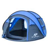 Kusport ZP04 3-4 Person Pop Up Dome Automatic Setup Family Beach Camping Tent, Blue