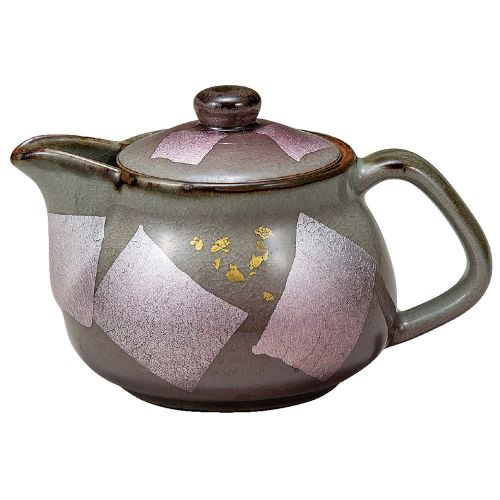  Kutani Yaki(ware) Japanese Teapot Silver Leaf (with tea strainer)