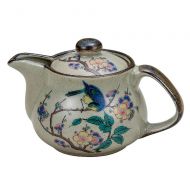 Kutani pottery teapot pot flowers and birds (with tea strainer)