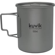 Kuvik Titanium Cup with Lid 550ml (18.6 oz) - Ultralight and Compact Pot for Backpacking, Camping, and Survival