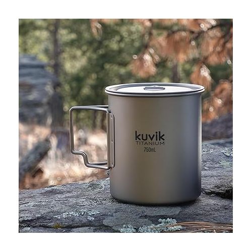  Titanium Pot with Lid 750ml (25.4 oz) - Ultralight and Compact Pot for Backpacking, Camping, and Survival