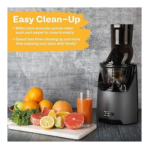  Kuvings Whole Slow Juicer EVO820GM - Higher Nutrients and Vitamins, BPA-Free Components, Easy to Clean, Ultra Efficient 240W, 50RPMs, Includes Smoothie and Blank Strainer-Gun Metal