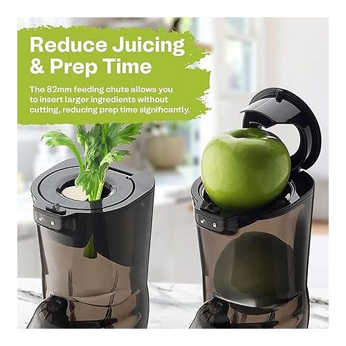  Kuvings Whole Slow Juicer EVO820GM - Higher Nutrients and Vitamins, BPA-Free Components, Easy to Clean, Ultra Efficient 240W, 50RPMs, Includes Smoothie and Blank Strainer-Gun Metal