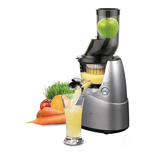  Kuvings Whole Slow Juicer B6000S - Higher Nutrients and Vitamins, BPA-Free Components, Easy to Clean, Ultra Efficient 240W, 60RPMs, Includes Blank Strainer-Silver 17.5