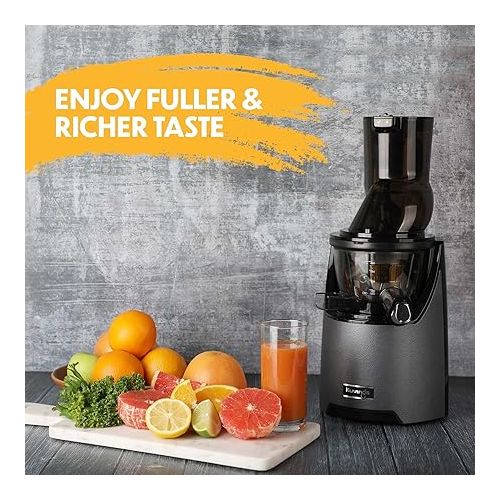  Kuvings Whole Slow Juicer EVO820CG Higher Nutrients and Vitamins, BPA-Free Components, Easy to Clean, Ultra Efficient 240W, 50RPMs, Includes Smoothie and Blank Strainer-Champagne, Gold