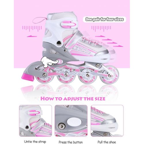  Kuxuan Saya Inline Skates Adjustable for Kids,Girls Rollerblades with All Wheels Light up,Fun Illuminating for Girls and Ladies