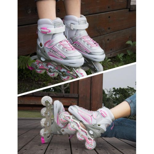  Kuxuan Saya Inline Skates Adjustable for Kids,Girls Rollerblades with All Wheels Light up,Fun Illuminating for Girls and Ladies