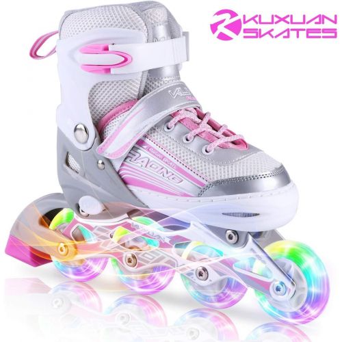  Kuxuan Saya Inline Skates Adjustable for Kids,Girls Rollerblades with All Wheels Light up,Fun Illuminating for Girls and Ladies