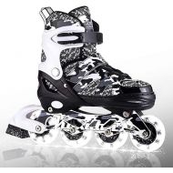 Kuxuan Skates Adjustable Inline Skates for Kids and Youth with Full Light Up Wheels Camo Outdoor Fun Illuminating Skates for Girls and Boys Beginner