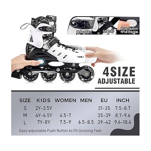 Kuxuan Skates Inline Skates for Kids and Adult, Adjustable Fun Illuminating Skates for Girls, Boys, Women and Men Outdoor and Indoor Beginners