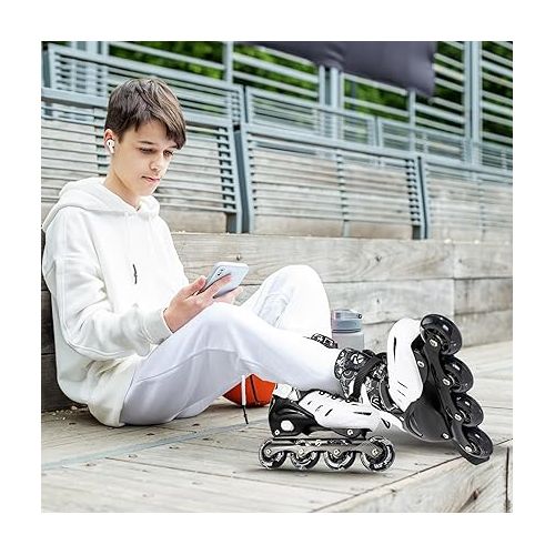  Kuxuan Skates Inline Skates for Kids and Adult, Adjustable Fun Illuminating Skates for Girls, Boys, Women and Men Outdoor and Indoor Beginners