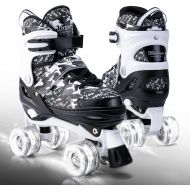Kuxuan Doodle Design Roller Skates Adjustable for Kids,with All Wheels Light up,Fun Illuminating for Girls and Ladies