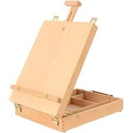 Kuyal Art Supplies Box Easel Sketchbox Painting Storage Box, Adjust Wood Tabletop Easel for Drawing & Sketching Student