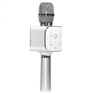 Kvoice USA Karaoke Microphone - Portable Wireless Handheld Bluetooth with Amplifier - Broadcast, Present, Youtube Songs, for Android, Apple, and Computers - Silver