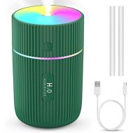 Kweey Colourful Cooler Mini USB Ultrasonic Humidifier with 7 Colours Breath Lights, Automatic Shutdown, 2 Mist Modes, for Car, Office, Bedroom (Green)