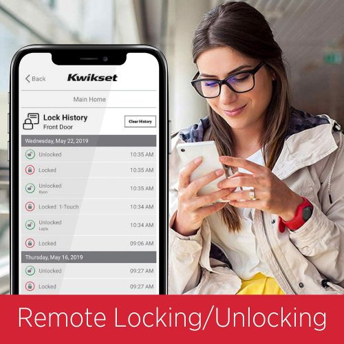  [아마존베스트]Kwikset Halo Touch Traditional Arched Wi-Fi Fingerprint Smart Lock No Hub Required featuring SmartKey Security in Satin Nickel (99590-001)